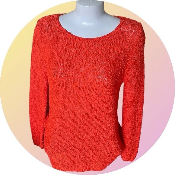 Nordstrom Collection Womens Orangey Red Nubby Lightweight Sweater M 6 8 - Picture 1 of 12